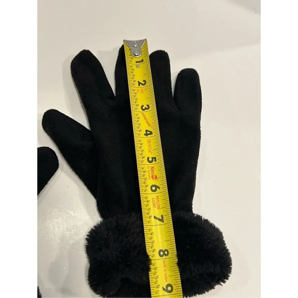 Gemo France Women’s Black Fleece Faux Fur Trim Gloves See Description